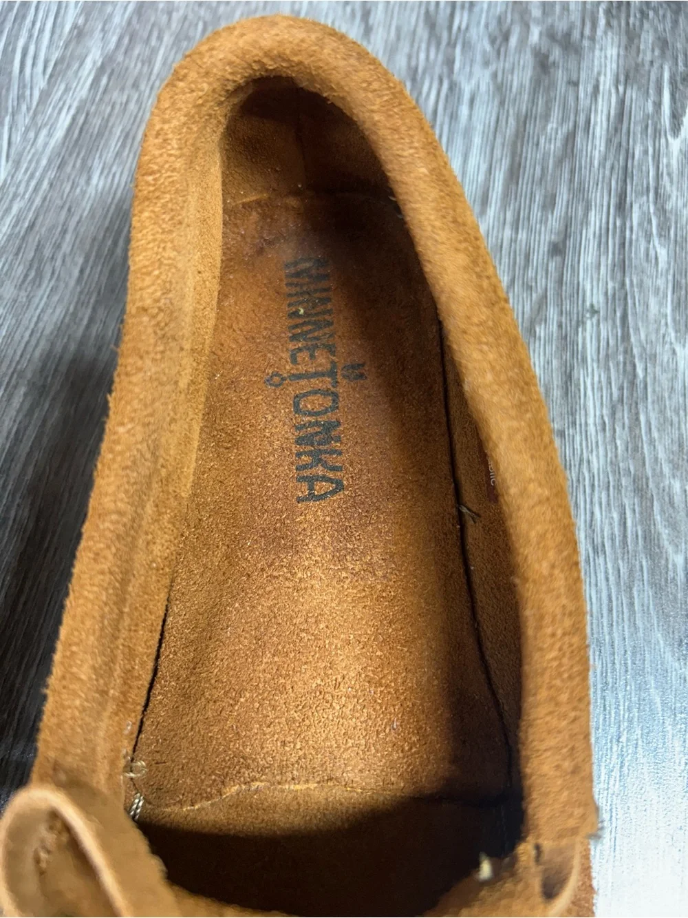 Minnetonka Kids Suede Fringe Moccasins - Tan
